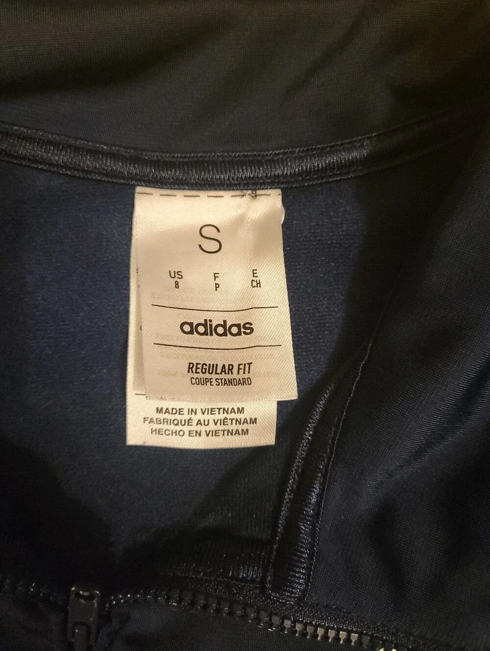 Boy's Adidas Navy Jacket with Pale Green Chest and Sleeve Stripes